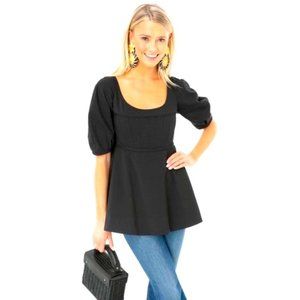Tuckernuck Black Nealy Peplum Blouse Size XS NWT!